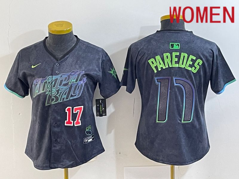 Women Tampa Bay Rays #17 Paredes Black City Edition Nike 2024 MLB Jersey style 2->women mlb jersey->Women Jersey